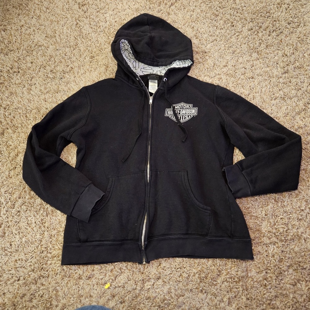 Harley-Davidson Size M Black Zip Hoodie Buffalo Bill Cody WY Motorcycle Bikers